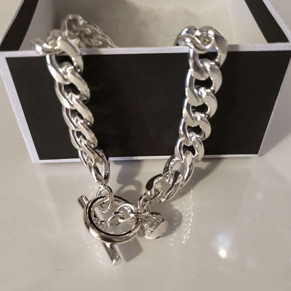 Dyadema Italian Silver Choker Chain Heavy Link Hoop Closer NWOT - Picture 4 of 11